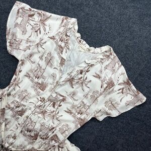 Cloth & Portrait Safari Toile Maxi Dress Brown Cream Small Boho‎ Tiered Safari